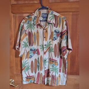 Men's Silk Traders Tropical Surf Print Button-Up Shirt